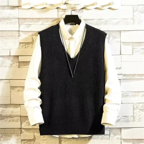 Men's Solid Color V-Neck Knit Sweater Vest Sleeveless Pullover Waistcoat Basic Classic Top2