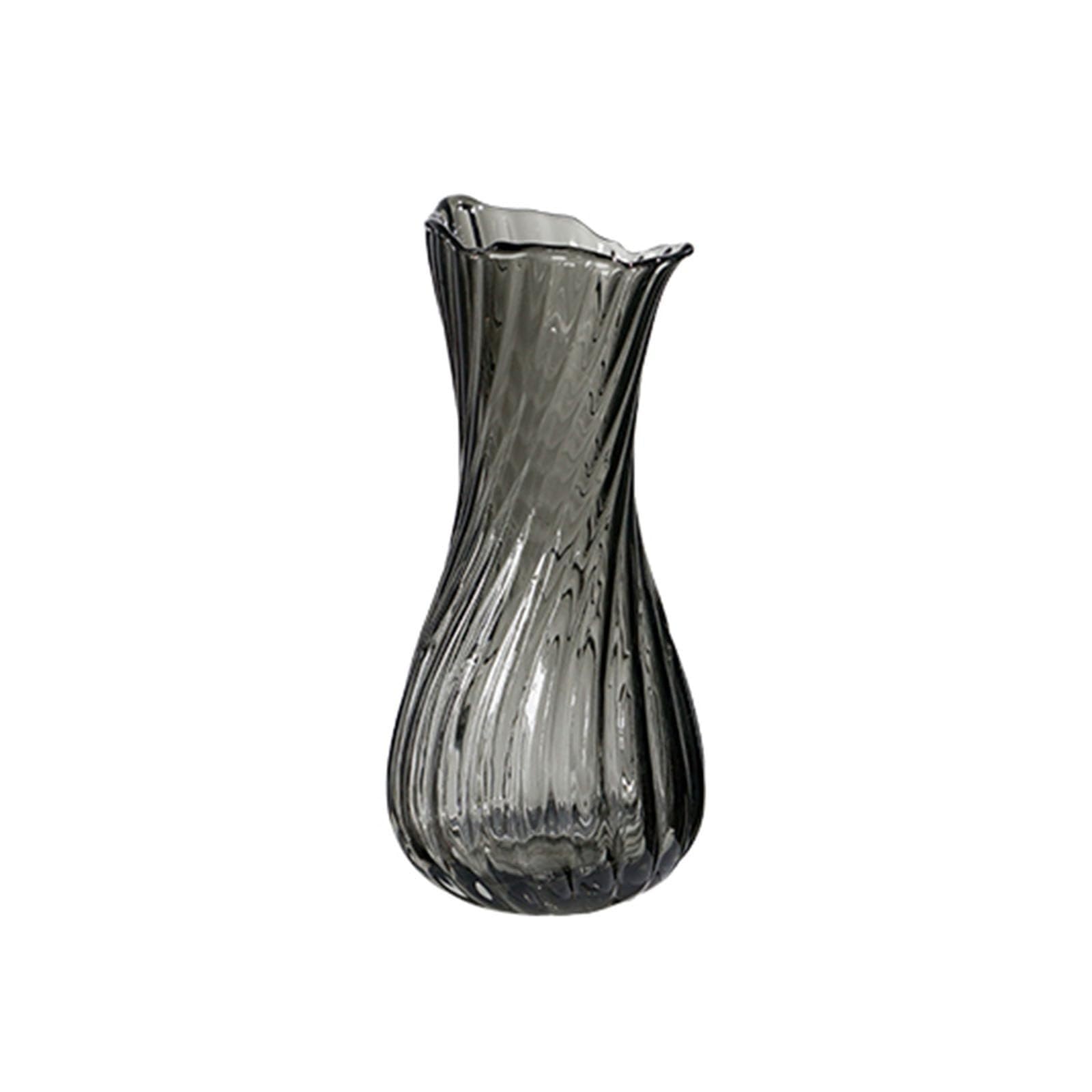 Entryway Decor Countertop Flower Vase Glass Decorative for Water-Raising Flowers Unique House Gifts(Grey 1,25CM)