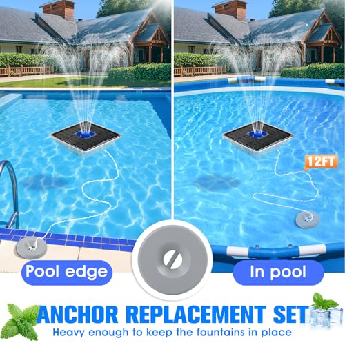 Upgraded Solar Pool Fountain with Lights,9.5'' Large Solar Floating Pool Fountain with Anchor, Above Ground Pool Water Fountains Pump,Swimming Pool Fountains for Inground Pool Blue-1PC by PoolPop - Image 5