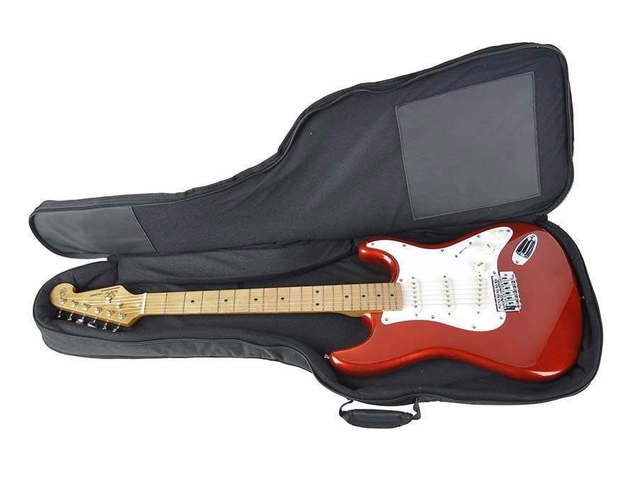 Generisch E-Gitarre Tasche Gigbag 25mm Polsterung schwarz grau – Premium Gitarrentasche für E-Gitarren, wasserabweisend & stoßfest – mit Schultergurten, Tragegriff & Zubehörfach – Modell E-25-BG