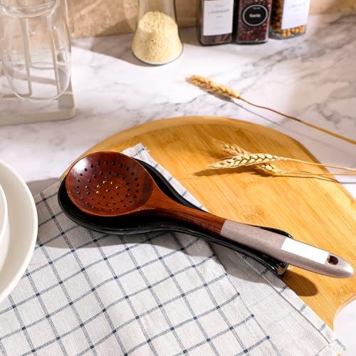 Image of Patelai Ceramic Spoon Rest Spoon Holder Stovetop for Kitchen Stove Coffee Bar Accessories Christmas Gift(Black,Classic Style)