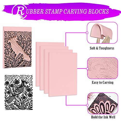 Waycom Rubber Stamp Making Kit,Rubber Carving Block Linoleum Cutter Set Rubber Stamp Carving Block Craft Ink Pad Hobby Knife Pencil For Diy Stamp Carving Craft #TOP3