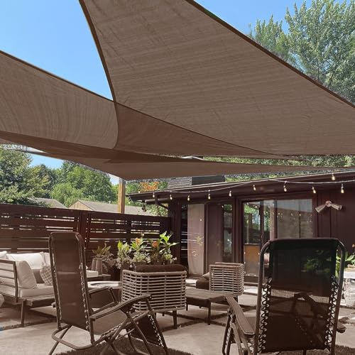 LOVE STORY Toldo parasol triangular derecho de 12 x 12 x 17 pies, para patio, jardín, tela para exteriores, color marrón (hacemos tamaño personalizado)