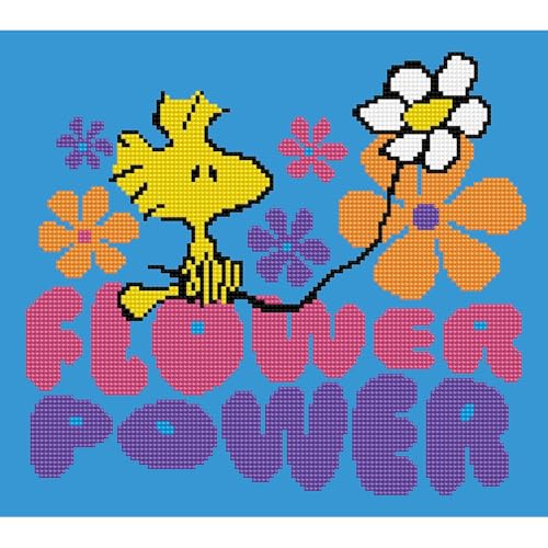 Image of DIAMOND DOTZ Flower Power Peanuts Snoopy Diamond Painting Kit for Adults, Full Drill Diamond Art Craft Kit with Gems, DIY Crystal Painting for Home Wall Decor, 14 x 12.5 Inch