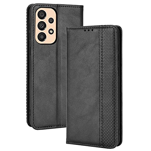 WEIOU Funda para Samsung Galaxy A33 5G Funda Libro, Flip Carcasa Magnética con Soporte y Cartera para Tarjetas, Premium PU/TPU Cuero Case Cover Billetera. Negro Cover