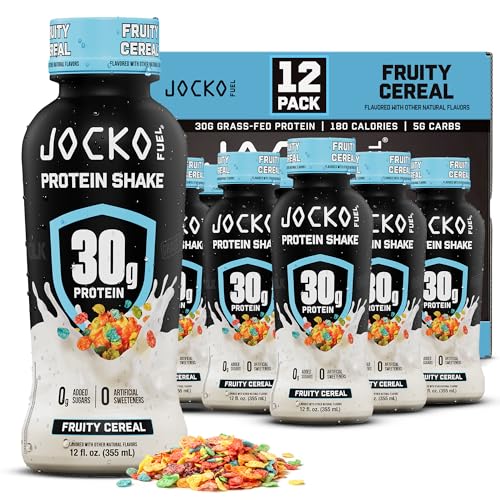 Jocko Mölk 30g Grass Fed Protein Shakes – No Added Sugar Protein Drinks KETO Friendly - Ready to Drink 12 FL Oz (Pack of 12) Fruity Cereal