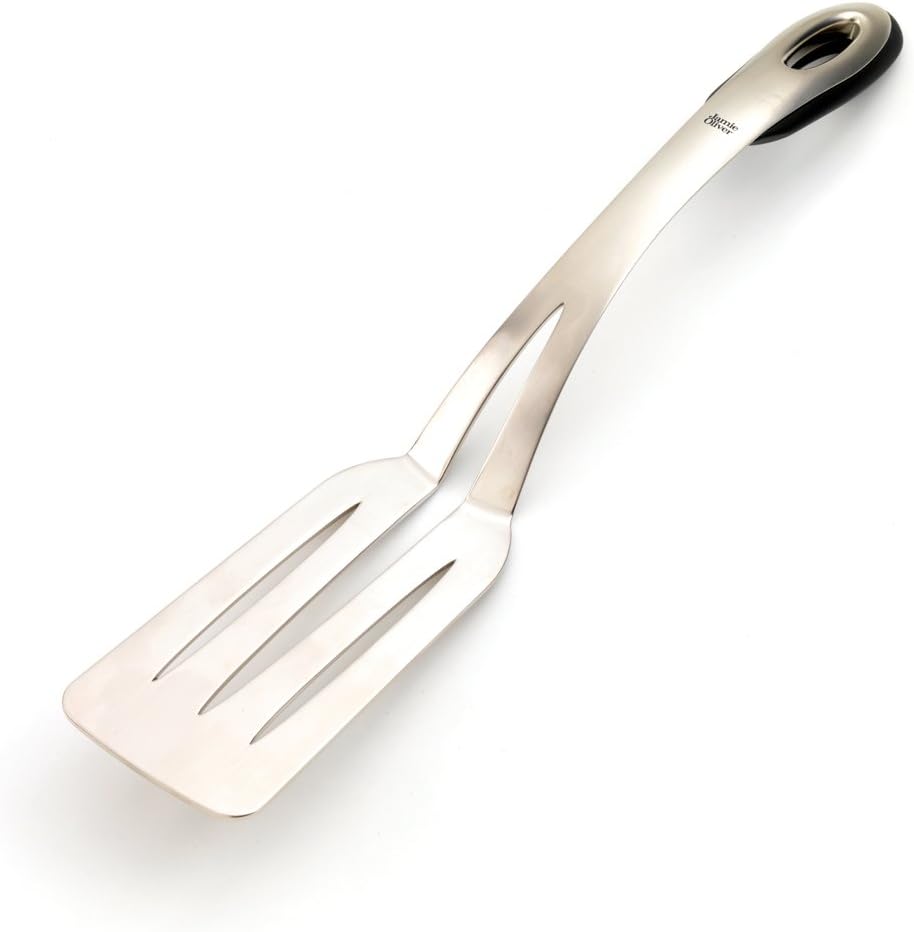 Jamie Oliver Cookware Range Slotted Turner, Stainless Steel/Black