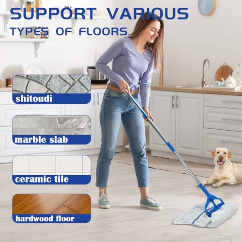 Image of Commercial Cotton Mop | Heavy-Duty Industrial Mop | 2 Replacement Heads | 152cm Stainless Steel Handle | Professional Institutional Cleaning (A)