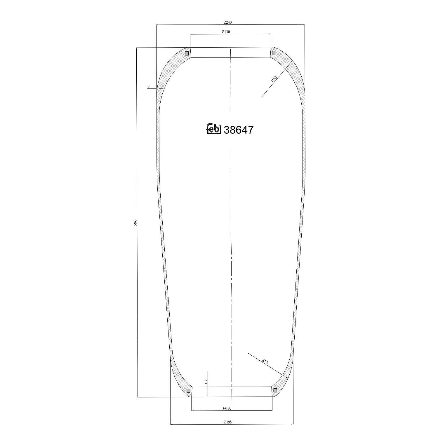 FEBI BILSTEIN 38647 Soffietto Sospensione pneumatica senza pistone Posteriore Sinistra Posteriore Destra