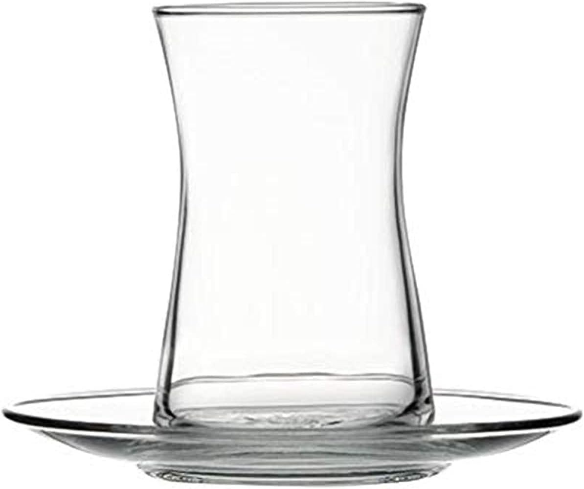 Pasabahce Heybeli 12Pc Tea Set With Saucer, Clear, 95483