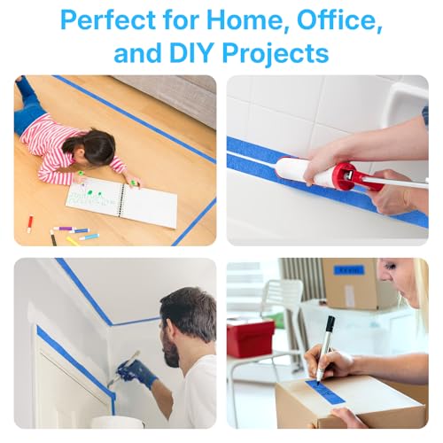 Image of OWLKELA 6 Rolls Blue Painter's Tape 1inch, 164 Feet, Easy Removal, No Residue, Ideal for DIY & Painting Projects