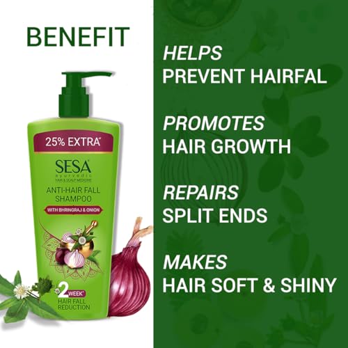 Image of SESA Ayurvedic Anti Hairfall Shampoo and Pro Shine Hair Serum Combo For Dry And Frizzy Hair Reduces Hairfall Made With 6 Ayurvedic Herbs Paraben Free Shampoo - 500ml + 100ml