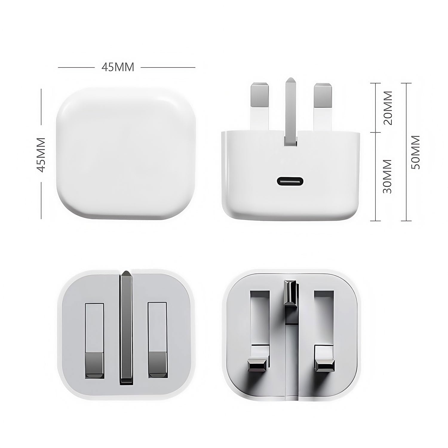iPad Charger Plug USBC,2Pack 20W Apple Plug USBC USB-C Power Adapter UK Fast Charge for Pro 12.9 11 13 inch 4th 5th 6th M4 Generation/Air 10.9 11 5th Gen M2 M3/Mini 6 7/i Pad 5-10th A16 11th 2017-2025 - 3
