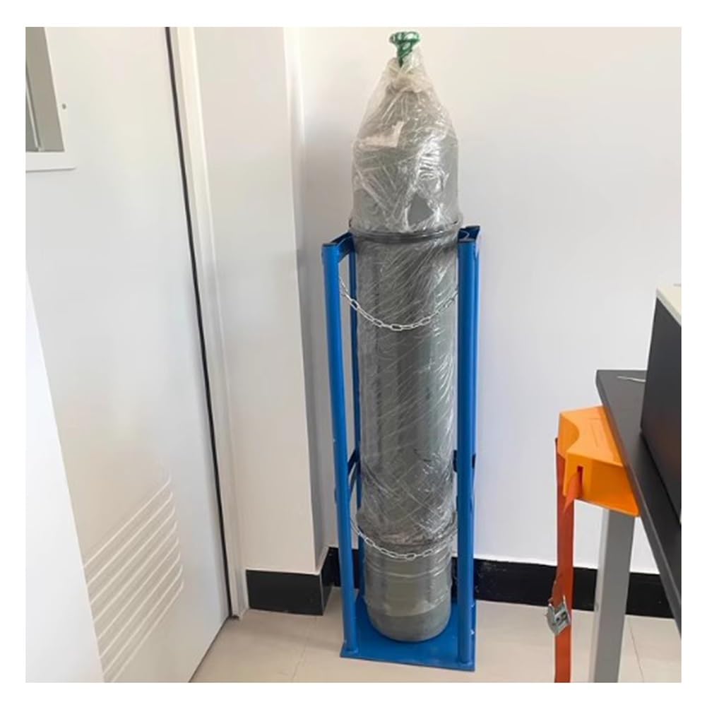 Carro cilíndrico de gas para tanques de oxígeno, estante de almacenamiento de acero inoxidable con doble cadena de seguridad, carrito resistente para laboratorios de laboratorio de hospital