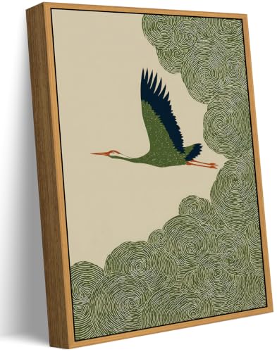 RAURWTSF Japanese Crane Canvas Wall Art 8x10in