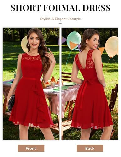 Image of BeryLove Womens Boat Neck A Line Sleeveless Lace Formal Homecoming Dress