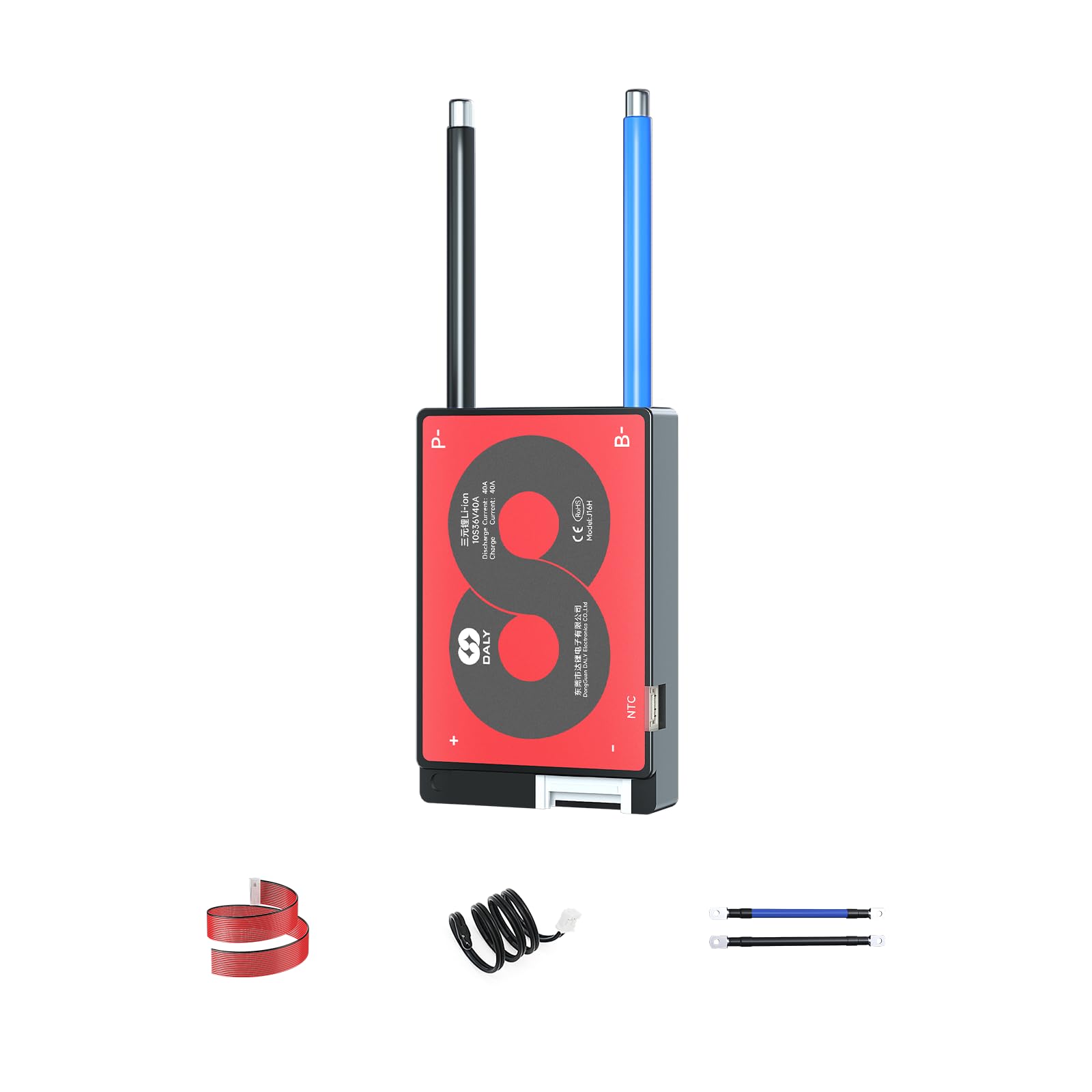 DALY 4S-16S BMS 15A to 200A Protection Board with Balance Wire and Temperature Sensor for Lithium Battery Pack（Li-ion 10S 36V,40A）