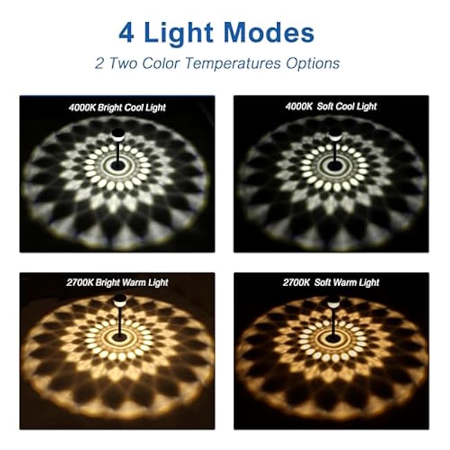 4 Pack Solar Pathway Lights with 2CCT(Warm and Cool) Light Modes,Gift for Mom and Friends,Bright Pattern Solar Decorative Lights Outdoor for Garden,Patio,Pool,Landscape,Pathway,Sidewalk Lawn