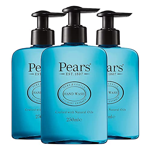 3 x Pears Jabón de Manos Pure & Gentle (250 ml) | Menta | Hecho con Aceites Naturales y sin Jabón | Hidratación Nutritiva y Extractos Naturales Cover