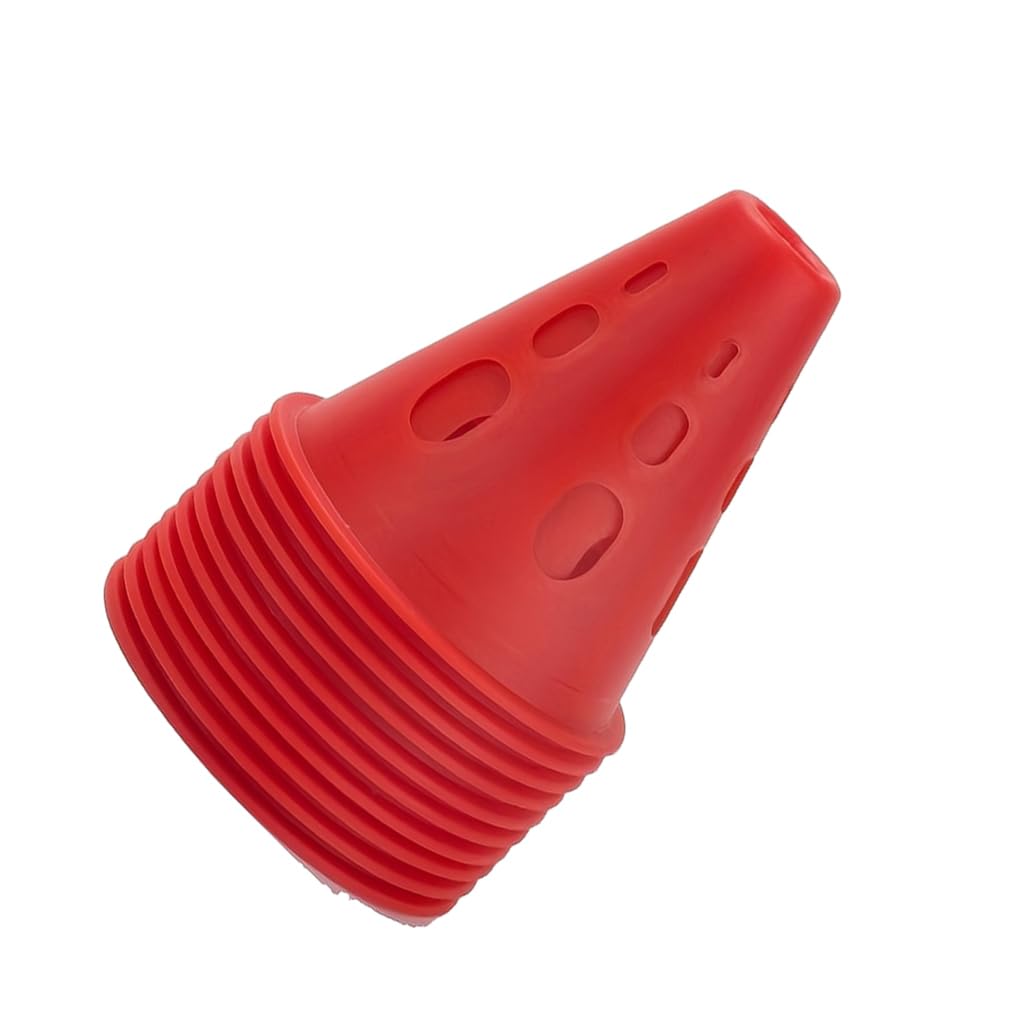 Zymoplas 10pcs Bright-colored Hollow Windproof Roller Skating Pile For Effective Traffic Control Plastic Soccer Training Cone, red