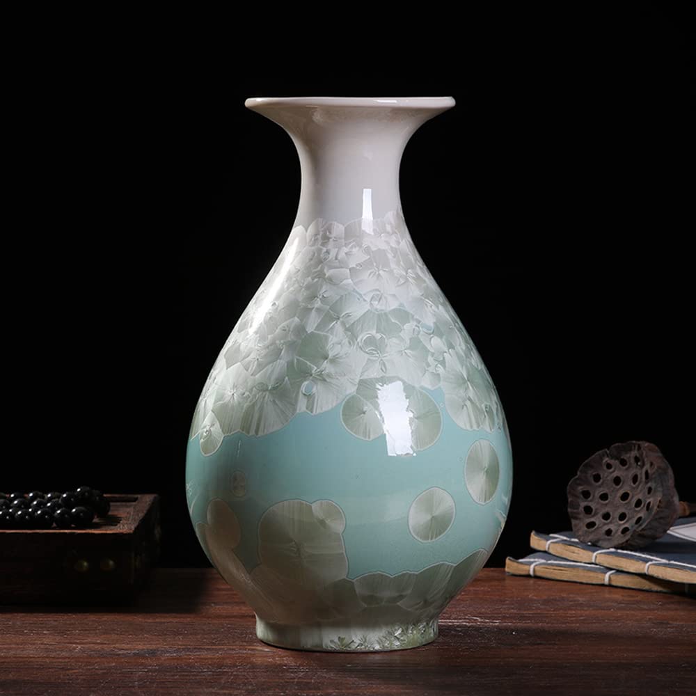 asdchZen Chinoiserie Crystal Glaze Porcelain Decorative Vase Bogu Frame Ornaments Jingdezhen Chinese Ceramic Vase Home Living Room Crafts,J