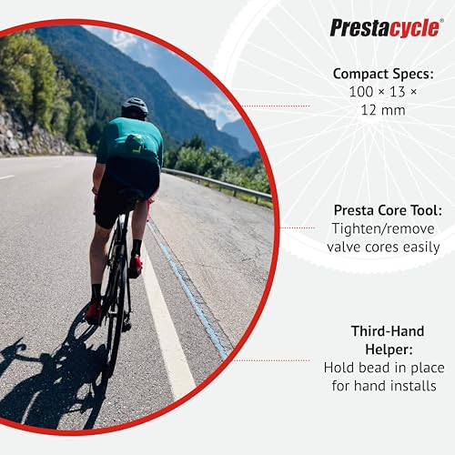 Image of Prestalever GO - 5-in-1 Multi-tool Tire Lever for Bikes, ManGO Green - Tire Remover, Installer, Presta Valve Core Tool, Quick-Link Chain Breaker & Tubeless Tire Plugger Adapter