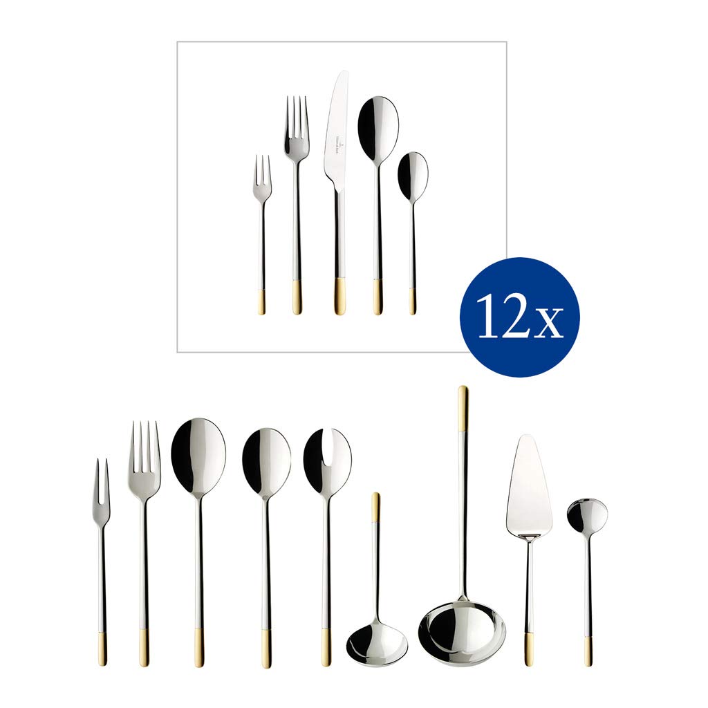 Villeroy & Boch 12-6351-9072 Ella częściowo pozłacane zestaw sztućców 70 sztuk, stal nierdzewna 18/10, metal