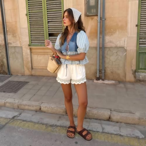 Image of FITORY Womens Flat Sandals with Cork Footbed, Open Toe Arch Support Slides Adjustable Slip On Slippers for Summer 2026 Size 6-11