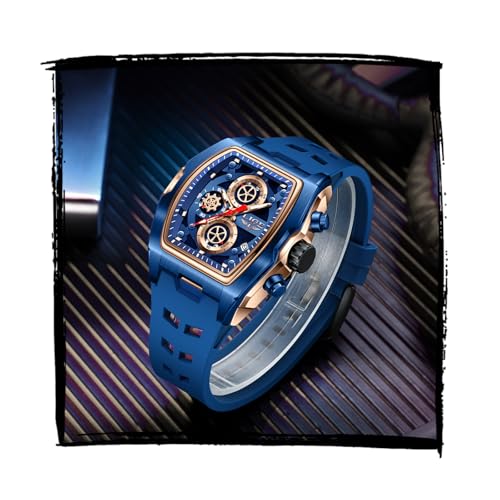 Image of LIGE Mens Watches Luxury Tonneau Watches for Men Waterproof Analog Watch Chronograph Calendar Date Men's Dress Business Work Watch Large Square Face Wristwatch