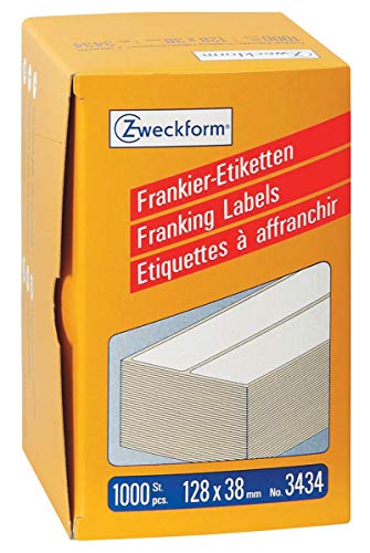 AVERY Zweckform 3434 Frankier-Etiketten (Papier matt, 1.000 Etiketten, 128 x 38 mm) 1 Pack weiß