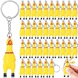 Shappy Mini 2.4' Mini Rubber Chicken Keychains Squeaky Screaming Chicken Key Chain Squeeze Pendant Gag Gifts for Christmas Birthday Party(Yellow,12 Pcs)