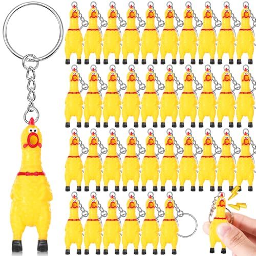 Shappy Mini 2.4" Squeaky Screaming Chicken Keychain Small Rubber Squeeze