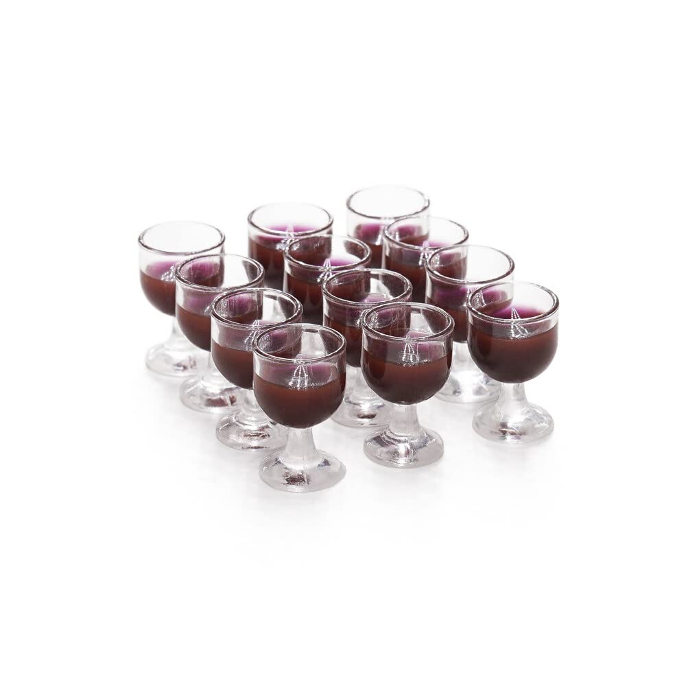 Odoria 1/12 Scale Dolls House Miniature Wine Glasses 12Pcs Dollhouse Accessories, Red Wine