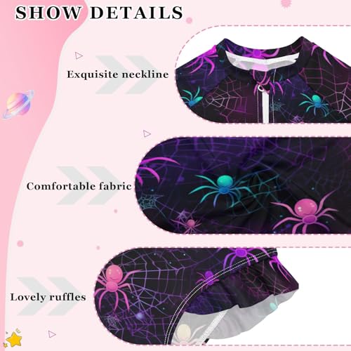 Rainbow Gothic Spiders Girls Long Sleeve Swimsuit UPF 50+ Rashguard Swimwear One Piece Bathing Suit 212166333