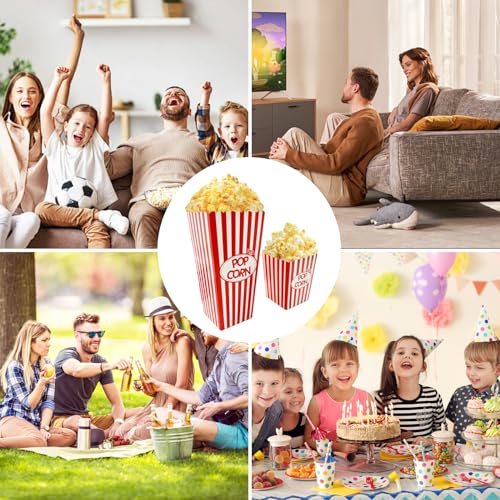 Image of SNAIL GARDEN 30 Pcs Popcorn Boxes (20Pcs 46oz + 10Pcs 16oz),Disposable Movie Night Snack Buckets, Durable Red /White Cardboard Food Containers for Family Party, Picnic, Festivals