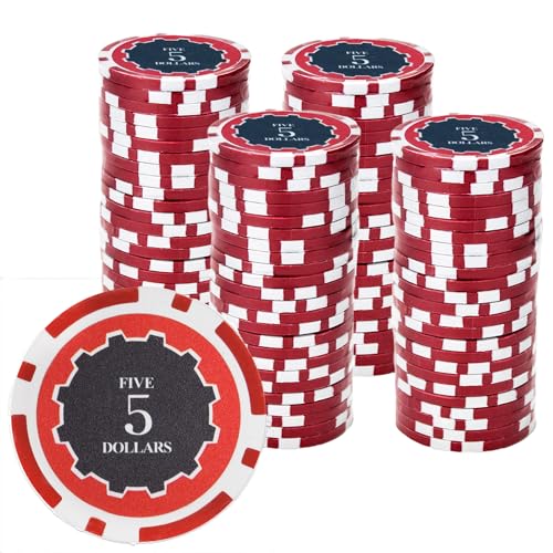 Gamers Lounge Eclipse 14-gram Poker Chips (100-pack) - Heavyweight Clay Composite ($5 Red)