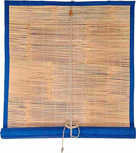 Waterproof Bamboo Curtain Outdoor Balcony Windows Blinds colser Curtain Rolle up Chik PCM Brand (4 x 8, Blue)