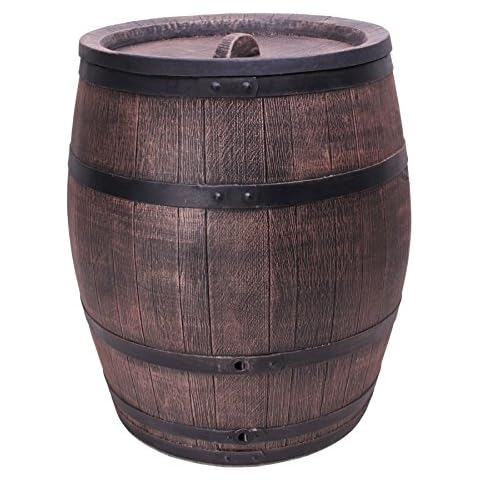 Wasserfass Regentonne Regenwasserfass Eichenfass Optik 240 Liter Cover