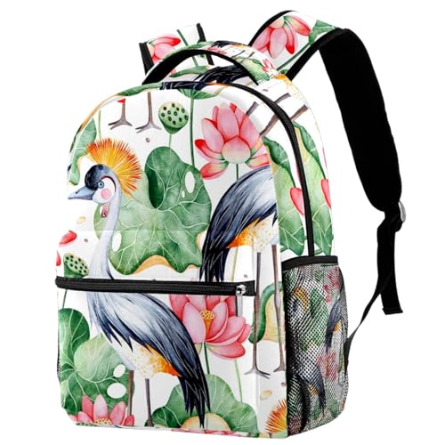 Sac à dos d'école pour adolescents ergonomique avec motif grue noire