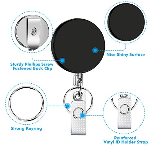 Selizo MBH-07 4 Pieces Retractable Badge Holder Id Badge Holder Heavy Duty Badge Reel thumb #4
