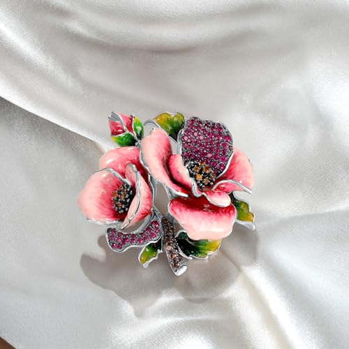 Image of Santuzza 925 Sterling Silver Enamel Brooch Pin for Women