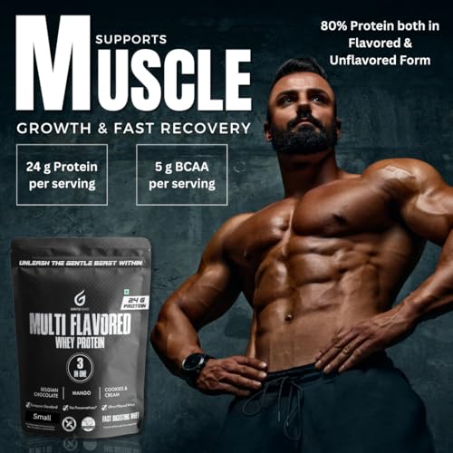 Image of Gentle Beast 3-in-1 Whey Protein - European Whey with 3 Flavors in 1 | Hormone & Preservatives Free | 3rd Party Tested Whey Protein (Small, Chocolate)