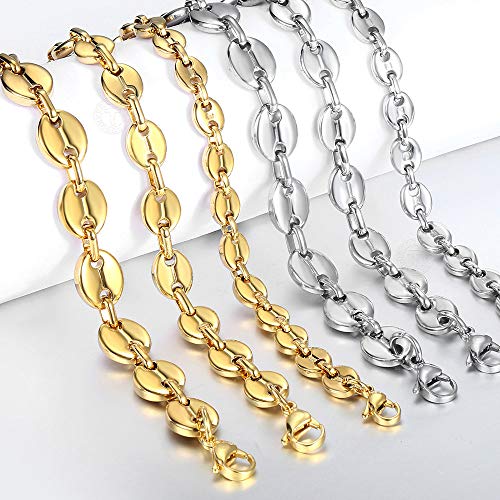 Trendsmax 7mm Coffee Beans Link Chain Bracelet Gold Plated Stainless Steel Twisted Rope Chain Bracelet for Men Women 7inch - Image 6
