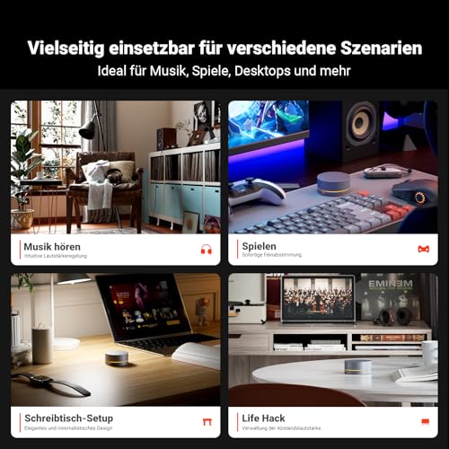 Fosi Audio VOL20 Bluetooth Lautstärkeregler, USB Multimedia Controller für PC/Gaming/Home Audio/Schreibtisch, RGB-Beleuchtungsanpassung Multifunktionstaste mit Einstellung