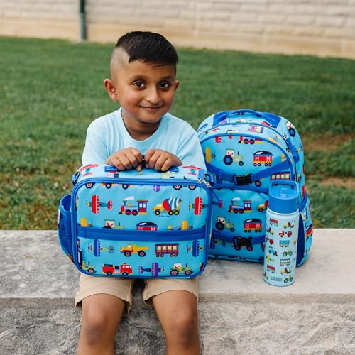 Image of Wildkin Kids ECO rPET Insulated Lunch Box - Keeps Food Hot or Cold, Easy-Clean Lining, Mesh Pockets & BPA-Free - Boys & Girls, Ideal for School, Travel & Daycare - Trains, Planes & Trucks