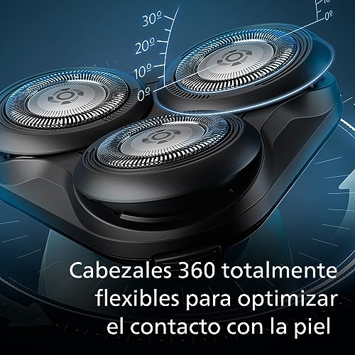 Miniatura 3 de Philips Serie 5000 Afeitadora Eléctrica Hombre, Máquina de Afeitar Barba con recortadora, 27 cuchillas, Cabezal flexible 360º, 50min de uso, En Seco y Húmedo, Recargable, Funda, S5465/18, Azul Metal
