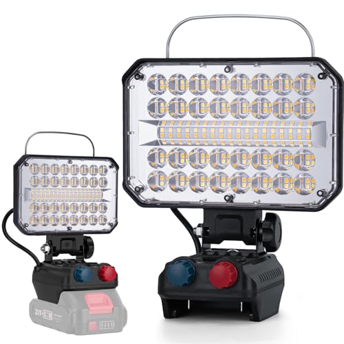 KERNOWO Lámpara con batería para Makita 18/21 V, 100 W, inalámbrico, con 100 perlas LED ultrabrillantes, foco LED portátil, lámpara con tipo C y carga USB (batería de 7 en pulgada)