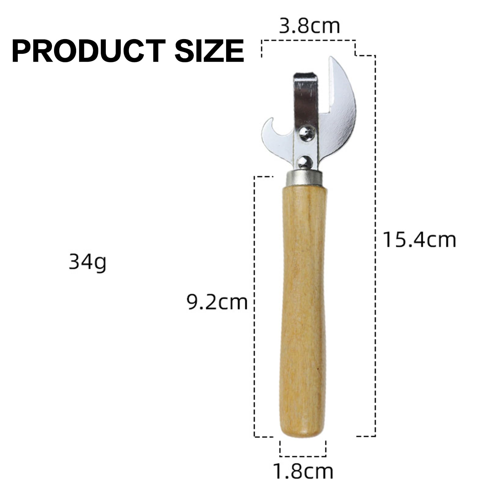 Safe Manual Metal can Side Cut Tin Lid Remover Steel Professional Ergonomic opener with Wood Handle Kitchen Tools - Image 2