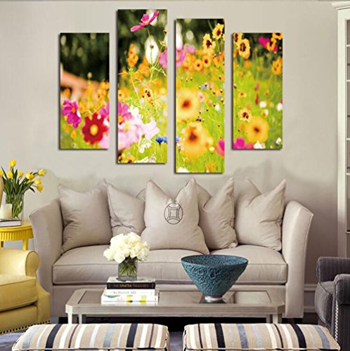 FAYM-The living room is decorated modern paintings, no box to Seven Colored paintings, flowers daisies landscape painting paintings and four piece ,30cm*60cm*(2pcs)+30cm*80cm*(2pcs)