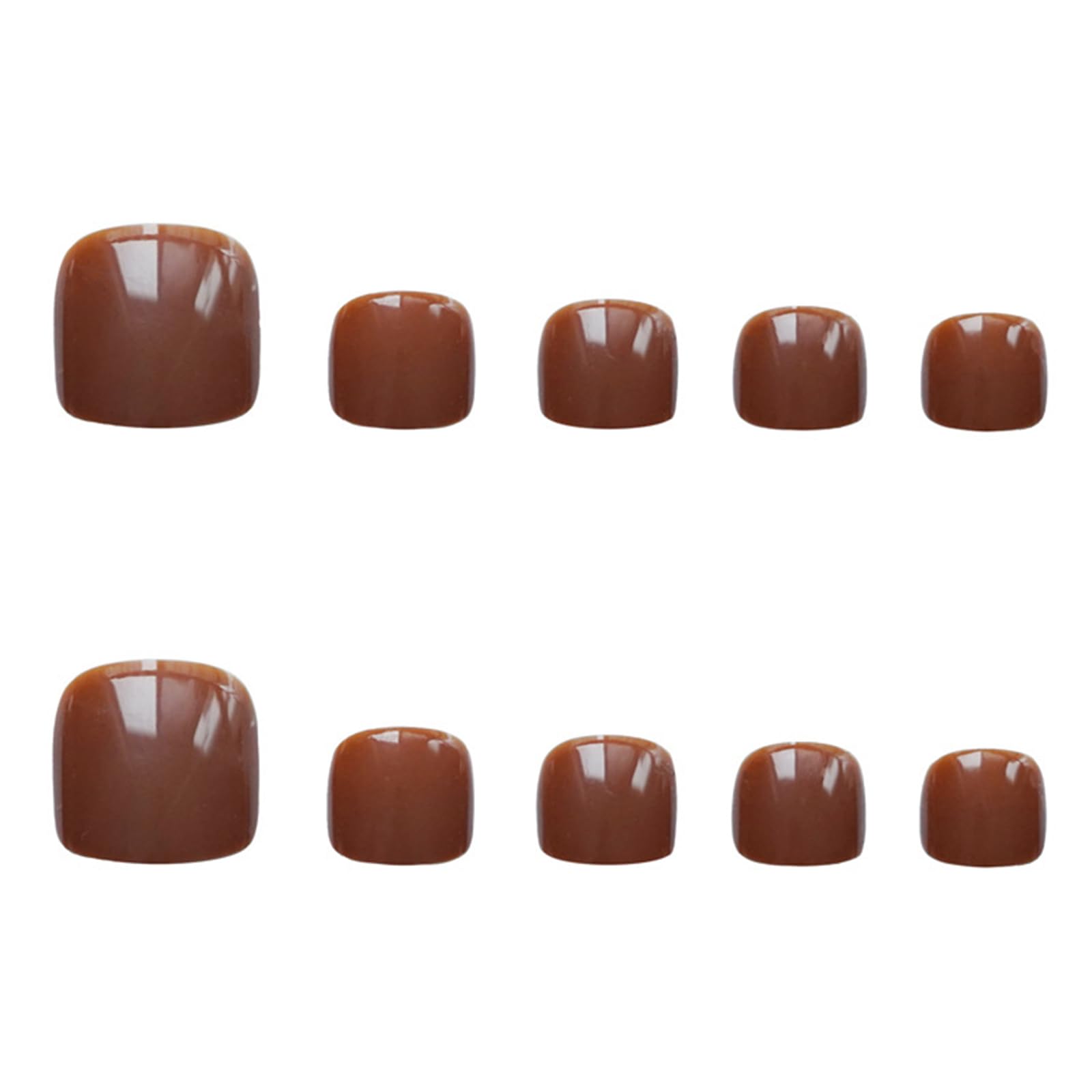 24Pcs Press on Toenails Short Square, Cocoa Brown French Tip False Toenails - Image 3